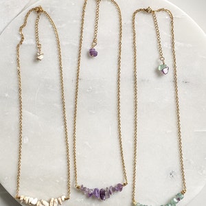 AFRODITA Jade Amethyst Fluorite necklace, Bar elegant necklace, womens jewelry, raw stone necklace, Birthstone gift, Collier Pierres image 7