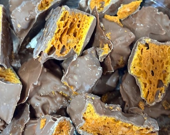 Homemade Milk Chocolate Covered Honeycomb (Cinder Toffee)
