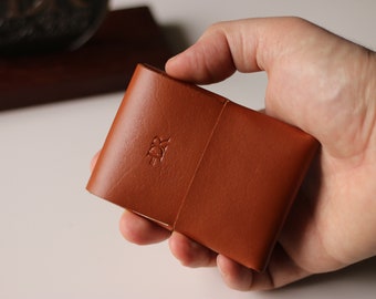 Stitchless wallet, Handmade wallet, Veg tan italian leather, mini mens wallet, gift wallet, minimalist wallet, wallet for him, edc