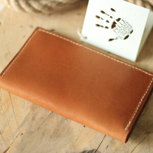Luxury leather bifold wallet, handmade leather wallet, cognac bifold leather wallet, gift for him, vacheta leather wallet, gift for men image 4