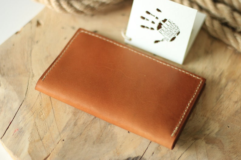 Luxury leather bifold wallet, handmade leather wallet, cognac bifold leather wallet, gift for him, vacheta leather wallet, gift for men image 4