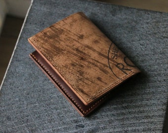 Luxury Compact Wallet, Brown Marbled Shell Cordovan, Minimal wallet, Thin Wallet, Gift, Premium Leathergoods, Free Personalization