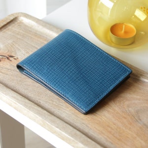 Billetera de lujo plegable, billetera fina, tarjetero, billetera para hombre, cuero vegano, personalización gratuita, regalo, día del padre, cumpleaños, billetera azul