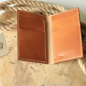 Luxury leather bifold wallet, handmade leather wallet, cognac bifold leather wallet, gift for him, vacheta leather wallet, gift for men image 3