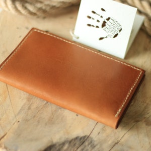 Luxury leather bifold wallet, handmade leather wallet, cognac bifold leather wallet, gift for him, vacheta leather wallet, gift for men image 2