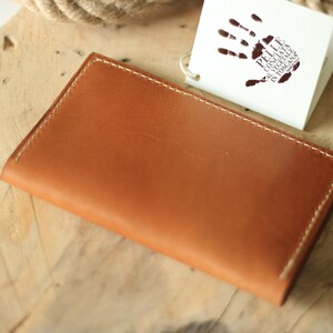 Luxury leather bifold wallet, handmade leather wallet, cognac bifold leather wallet, gift for him, vacheta leather wallet, gift for men image 8