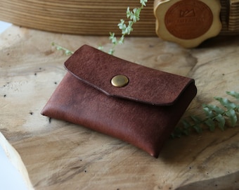 Luxury woman mini leather wallet, handmade leather wallet, Full grain leather wallet, gift , Pueblo leather form Badalassi Carlo