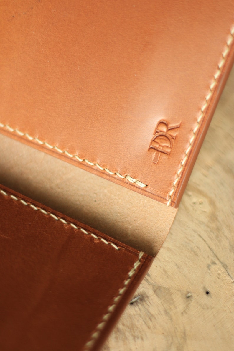 Luxury leather bifold wallet, handmade leather wallet, cognac bifold leather wallet, gift for him, vacheta leather wallet, gift for men image 7