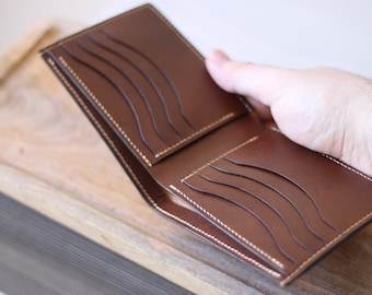 Cartera de hombre de lujo, cartera de cuero hecha a mano, cartera de coñac, regalo para él, whisky itálico y mantequilla marrón medio