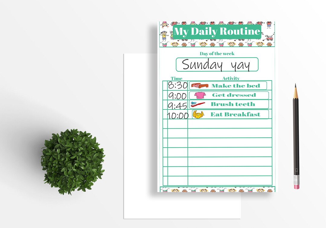 Printable Kids Daily Routine Chart, Chore Planner (digital Download) - Etsy