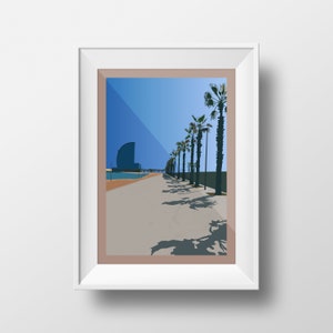 Cartel de Cataluña/ Barcelona Wall Print/ Barcelona City Print/ Barceloneta Beach Print/ Spain Modern Art Prints/Tavel Posters/ Carteles de la ciudad