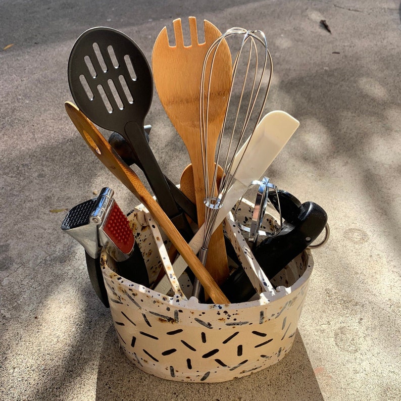 Black & White Patterned Kitchen Utensil Holder | Etsy