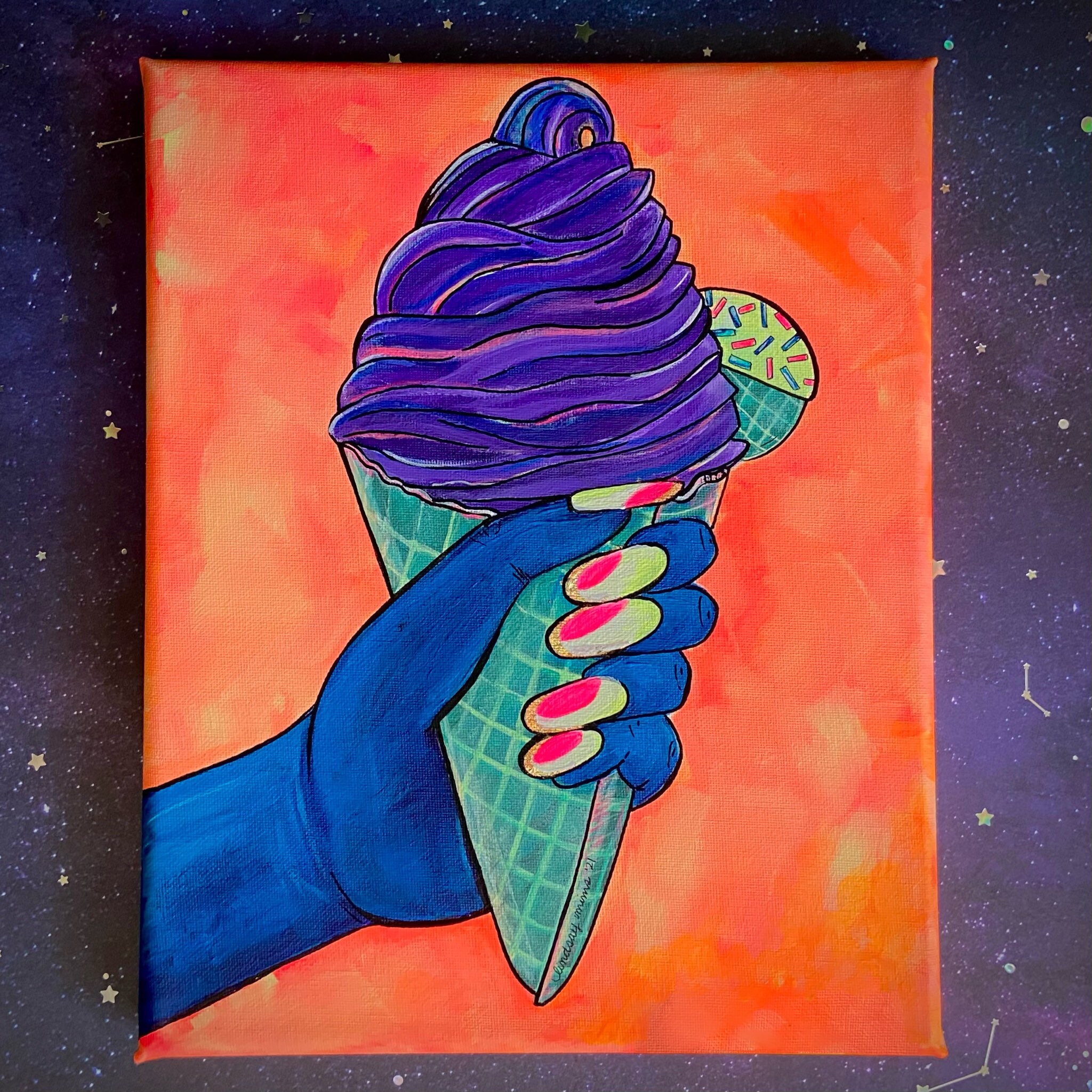 Ice Cream Cone Painting Original Etsy