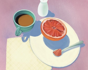 Grapefruit and Coffee Illustration