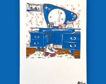 Vintage Polaroid Art Print "Flamingo Wallpaper"