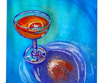Gouache Painting of a Blood Orange Cocktail