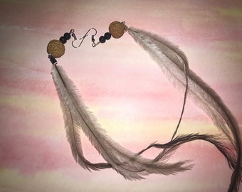 Quandong seeds & Emu Feather Earrings