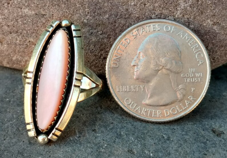 Pink Musselshell Ring Native American Sterling Silver Ring Pink Mussel Shell - Etsy