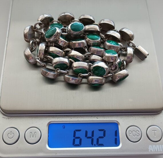 Malachite Sterling Silver Necklace, Mexico 925, M… - image 9