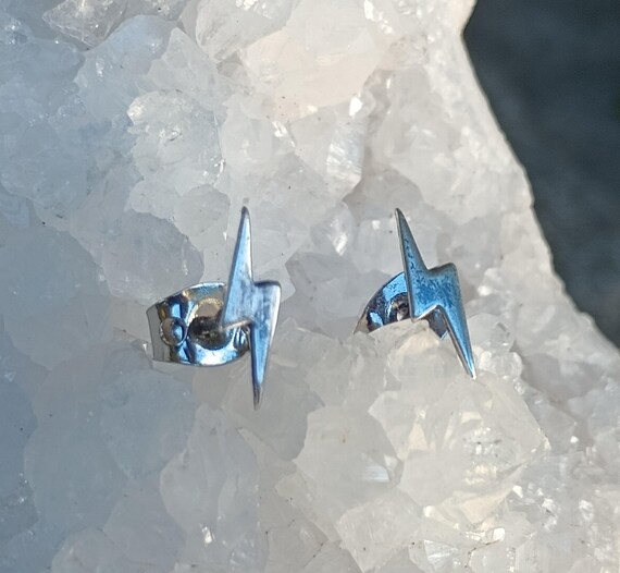 Lightning Bolt Sterling Silver Stud Earrings, Vin… - image 10