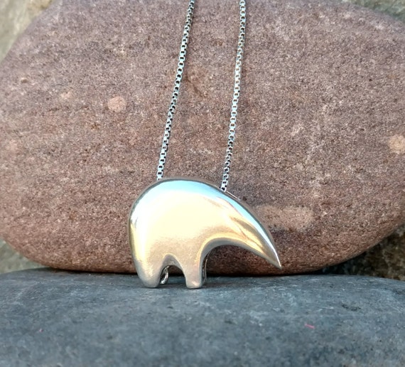 Sterling Silver Zuni Bear Pendant & Necklace Vintage Native Etsy
