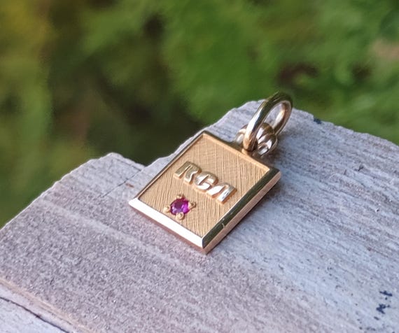 cTo RCA 10KT Gold Ruby Pendant Charm, Vintage Jew… - image 2