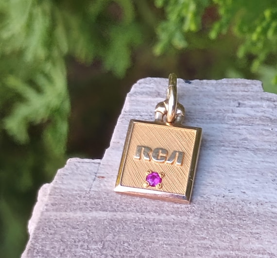 cTo RCA 10KT Gold Ruby Pendant Charm, Vintage Jew… - image 1
