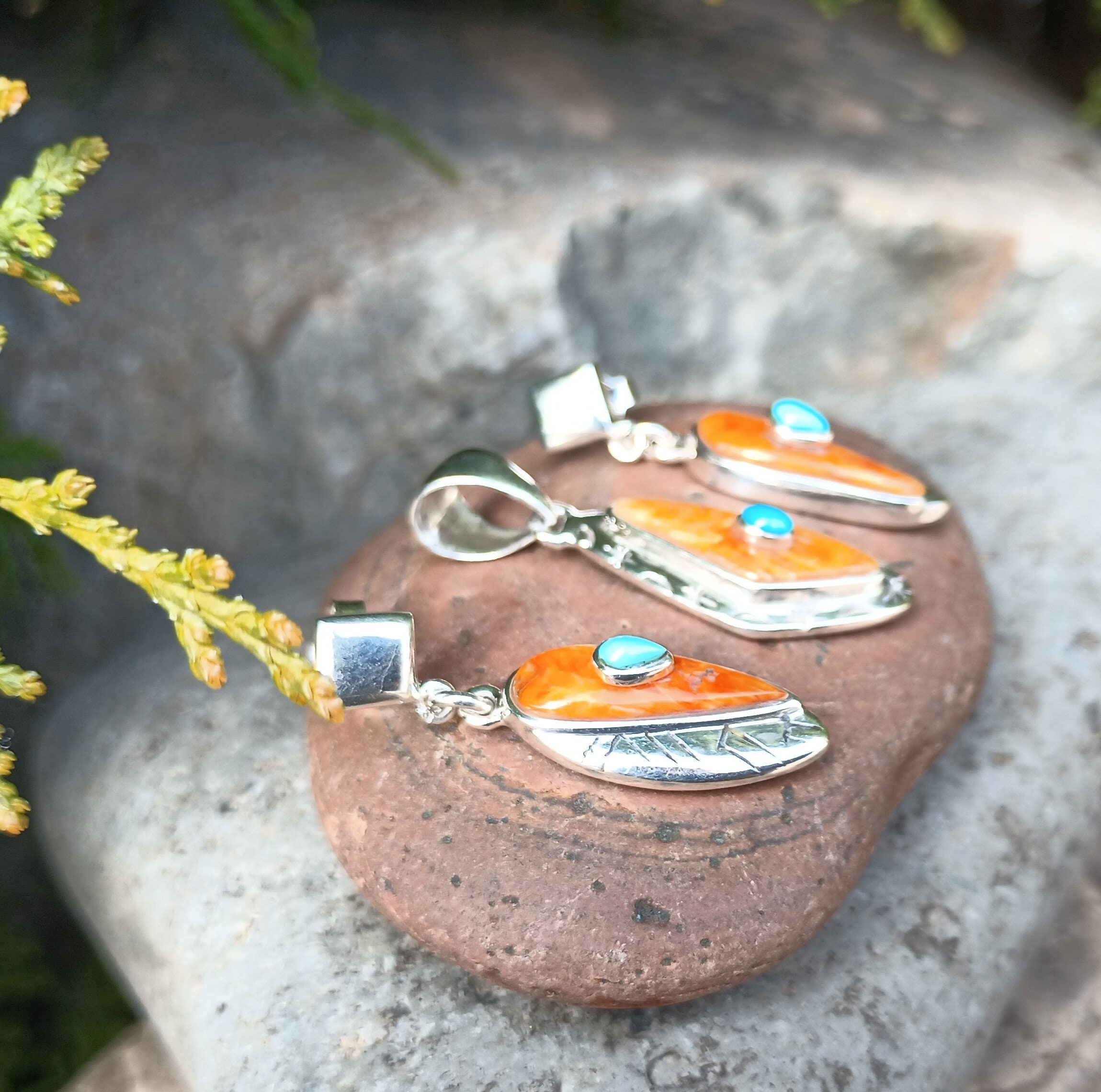 AJ Sterling Silver Pendant & Earring Set, Native American AJ