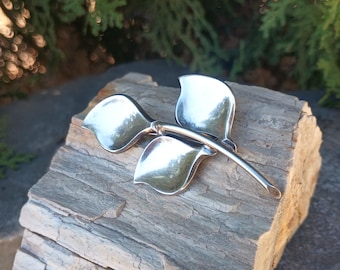 CHRISTIAN FOGH SCF Sterling Silver Leaf Brooch, Vintage 925 Jewelry, Leaves Pin, Made in Denmark, Long