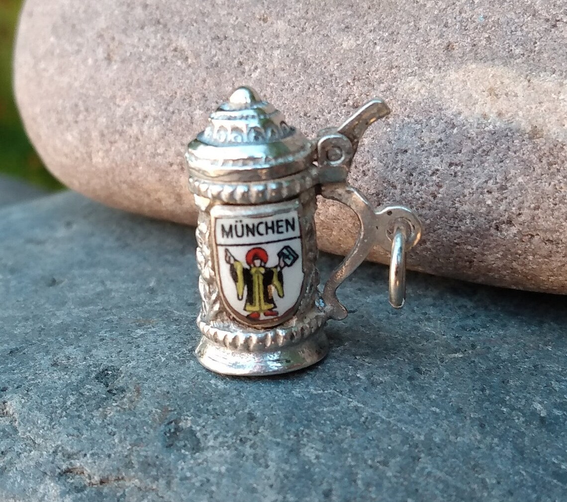 Beer Stein Charm 800 Silver München Germany 800 REU Enamel Etsy