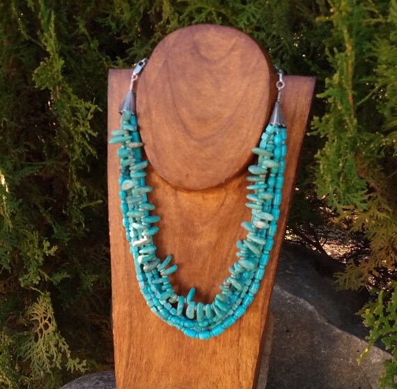 Cross And Cones Vintage Native American Navajo Turquoise Sterling Silver Necklace Old Cross And Cones Vintage Native American Navajo Turquoise Sterling Silver Necklace Old