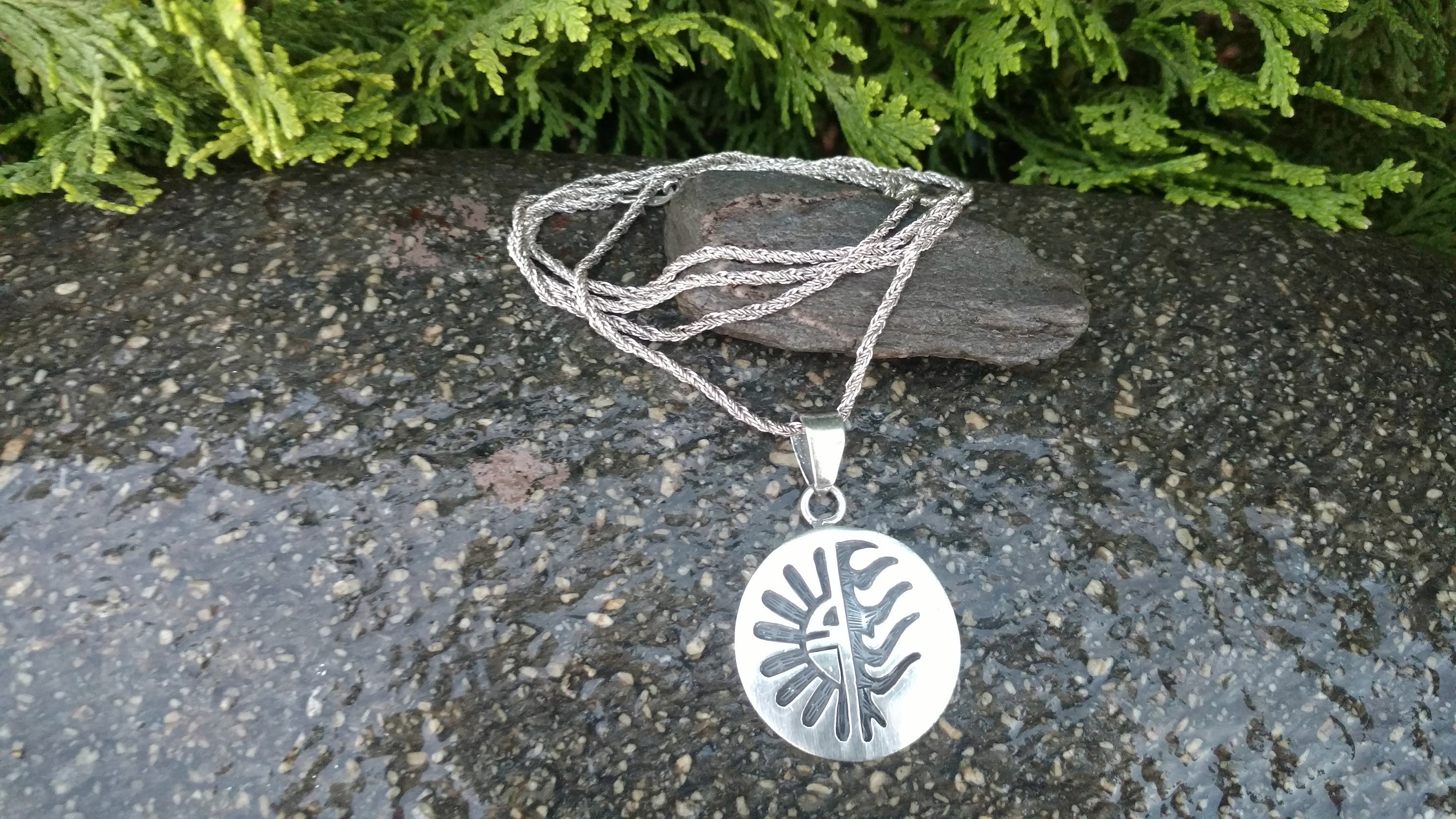 Sterling Sun Pendant Necklace Vintage 