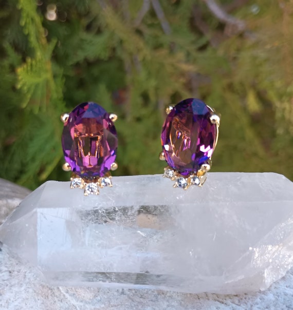 Glamorous Vintage Native American Navajo Amethyst Garnet Sterling Silver Earrings Glamorous Vintage Native American Navajo Amethyst Garnet Sterling Silver Earrings