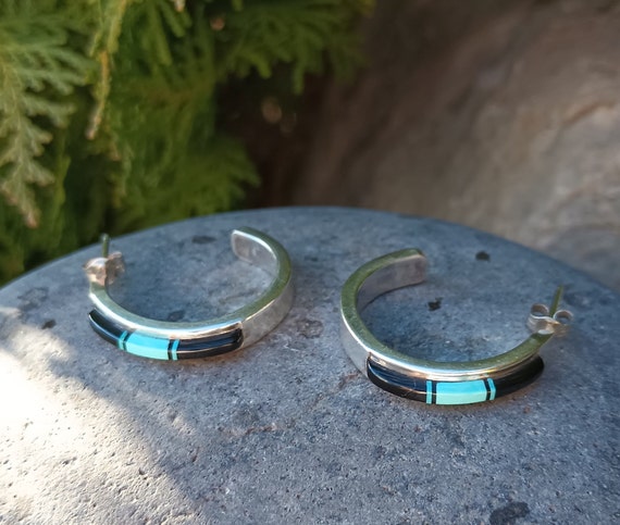 Turquoise Chip Horseshoe Earrings Sterling Silver Turquoise Chip Horseshoe Earrings Sterling Silver