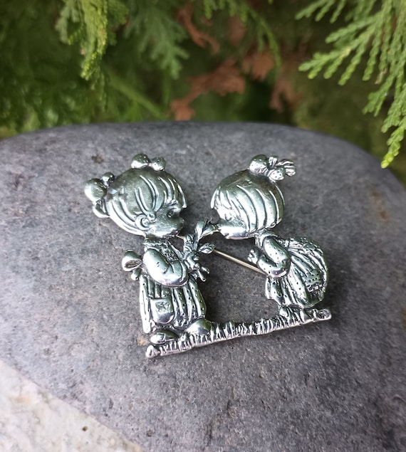 PRECIOUS MOMENTS Sterling Silver Brooch, Smell Th… - image 1