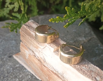 14K Gold Hoop Earrings, Hinged French Lock, Vintage Women's Jewelry, 14KT Yellow Gold, Dainty, Everyday Wear