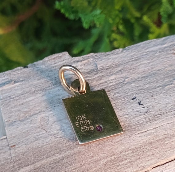 cTo RCA 10KT Gold Ruby Pendant Charm, Vintage Jew… - image 6