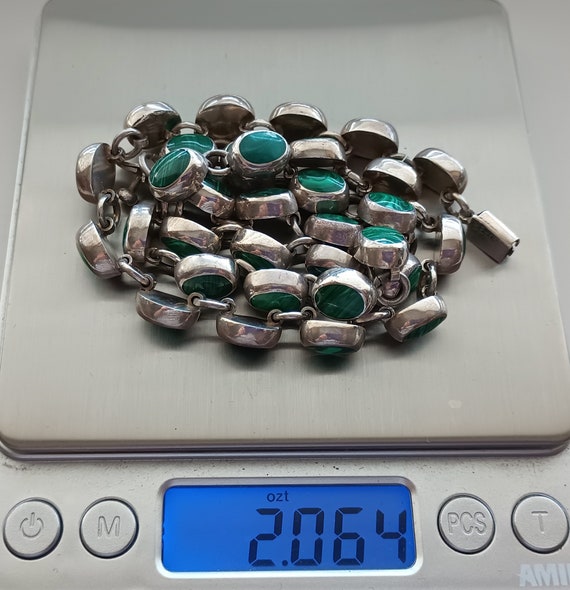 Malachite Sterling Silver Necklace, Mexico 925, M… - image 10