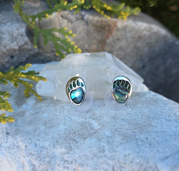 Bear Paw Abalone Shell Earrings, Vintage Jewelry,… - image 2