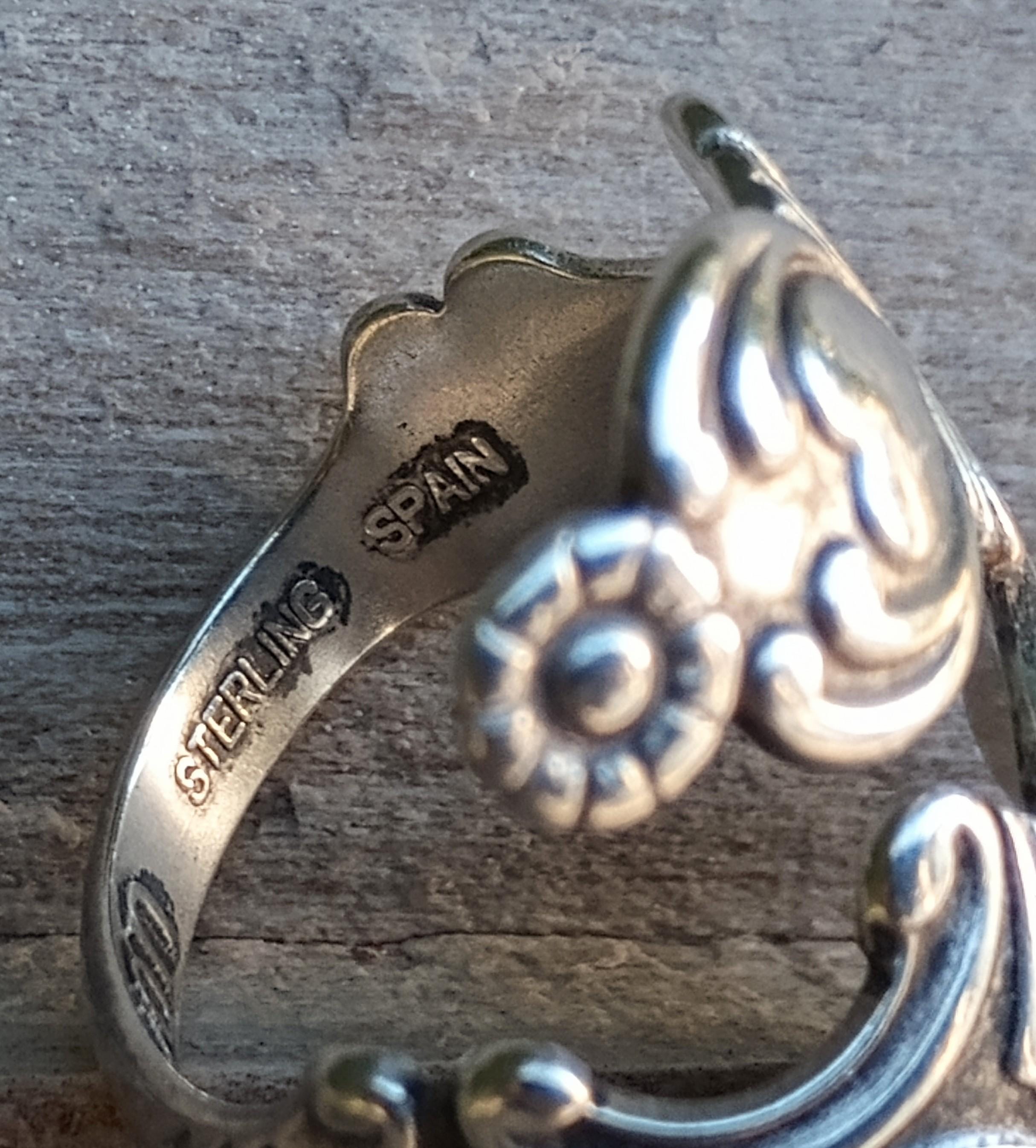 AVON Sterling Silver Spoon Bypass Ring, Treasured Hearts, Double