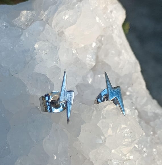 Lightning Bolt Sterling Silver Stud Earrings, Vin… - image 8
