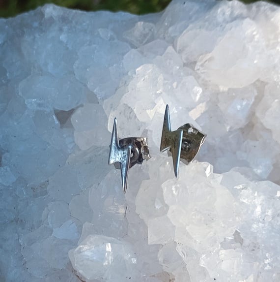 Lightning Bolt Sterling Silver Stud Earrings, Vin… - image 9