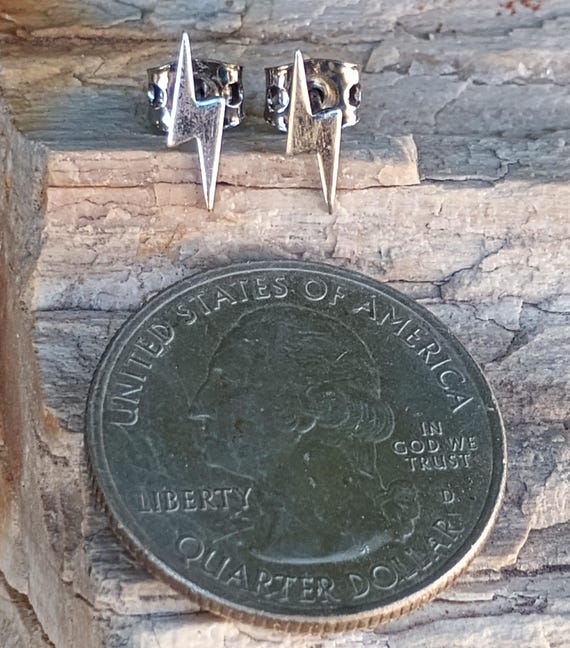 Lightning Bolt Sterling Silver Stud Earrings, Vin… - image 4