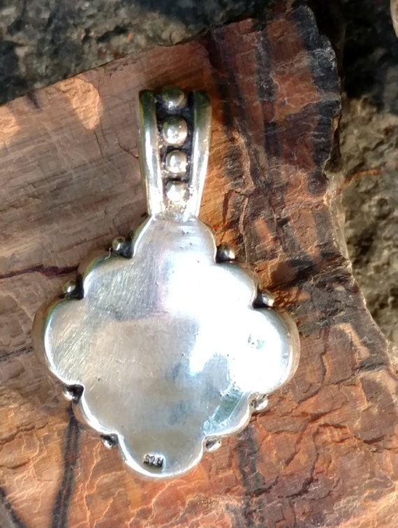Sterling Silver Coral Pendant, Stamped 925, Vinta… - image 8
