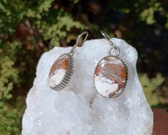 Sterling Silver Earrings, Running Bear Trading Gallup, Vintage Native American 925 Jewelry, Oval