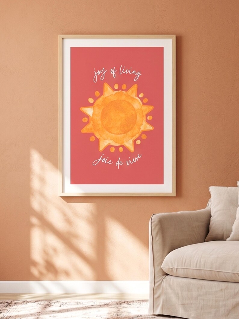 Watercolor Sun Print, Joy of Living, Boho Nursery Decor (Digital Download) image 1