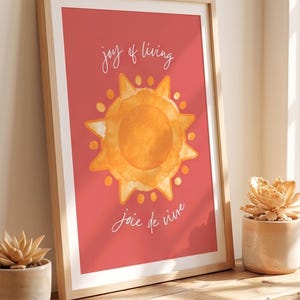 Watercolor Sun Print, Joy of Living, Boho Nursery Decor (Digital Download) image 4