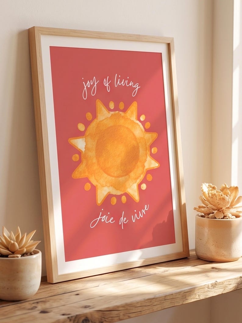 Watercolor Sun Print, Joy of Living, Boho Nursery Decor (Digital Download) image 4