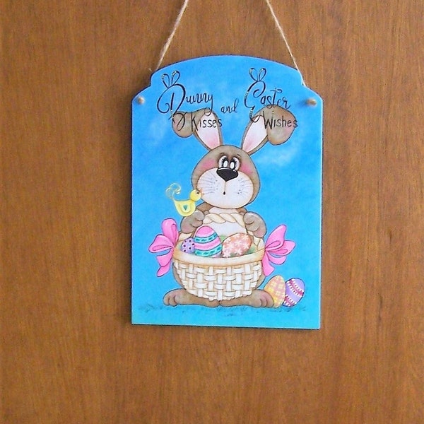 Bunny Kisses and Easter Wishes - Wall Hanging/Easter Decor - A Sharon Cook Creation - Easter Decoration