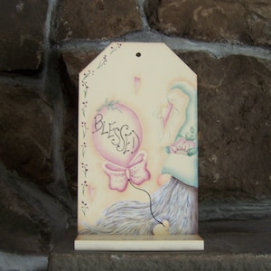 Bob is Blessed Gnome - Shelf Sitter or Wall Hanging - Susan V. Cochrane Design - Hand Painted